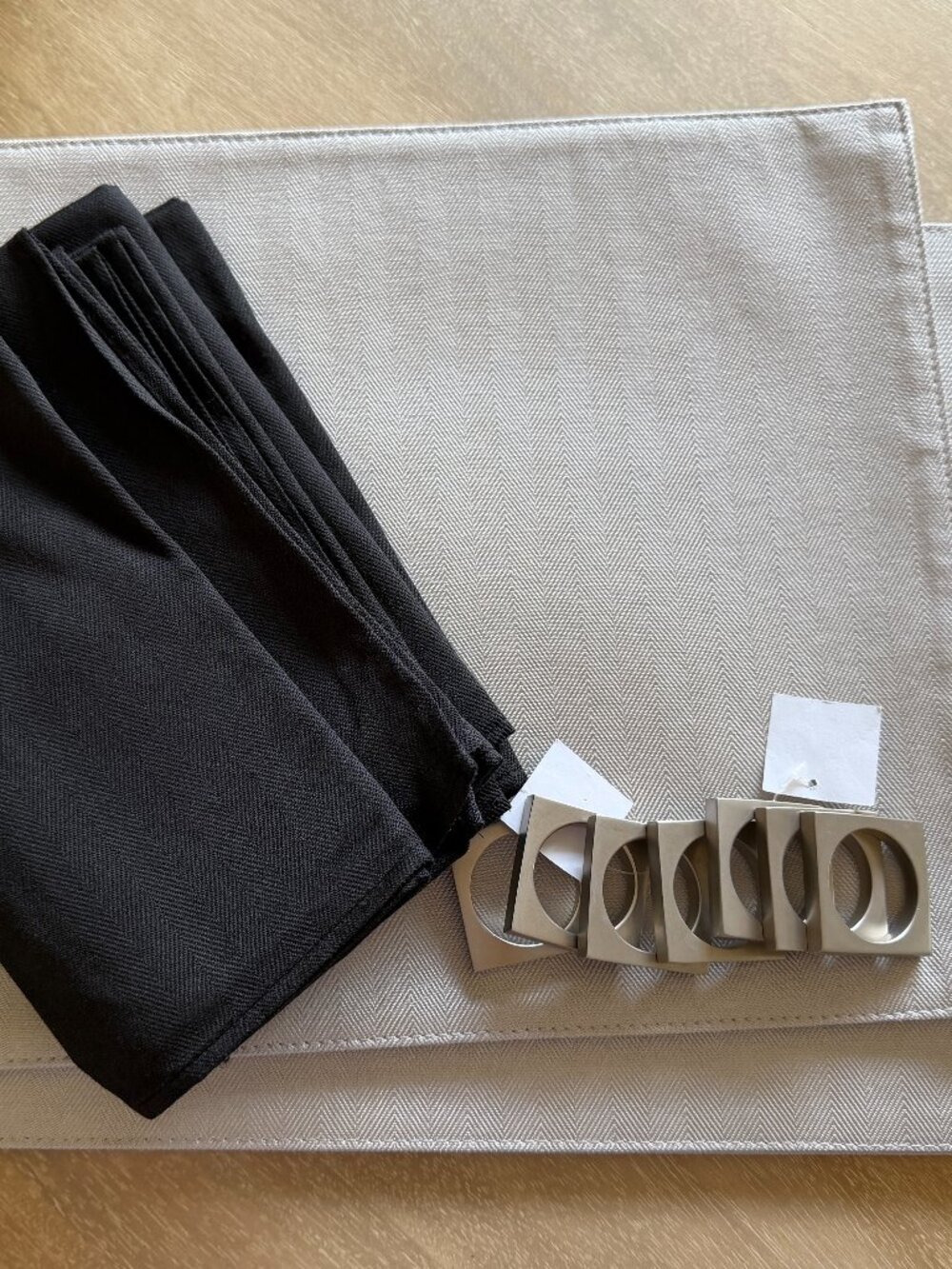 LOT 19pc Ralph Lauren Home Ret Tuxedo Collection Placemats + Napkins + Rings NWT
